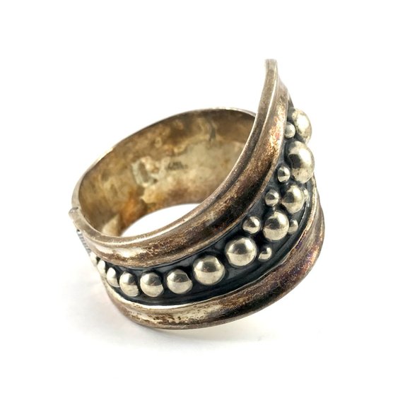 Vintage Sterling Silver 925 Mexico Hinged Bracelet - Picture 2 of 3